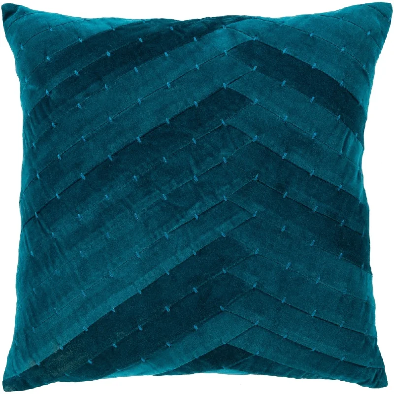 Evangeline Teal Stiched Velvet 20-inch Throw Pillow Cover