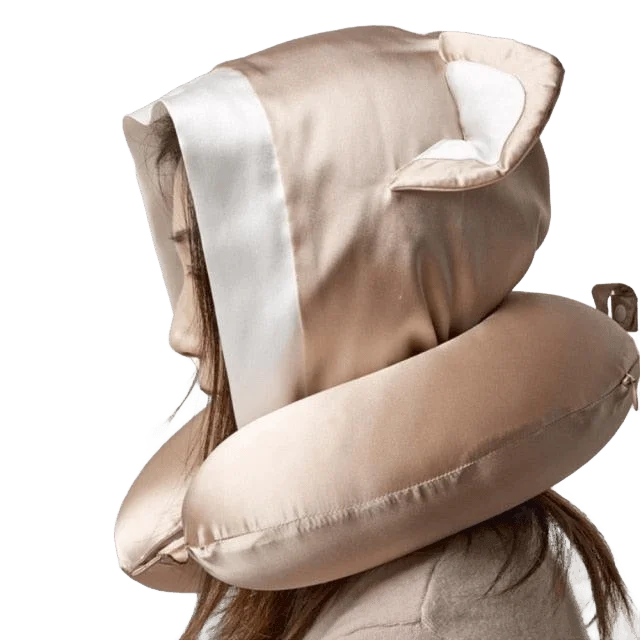 Foxy Silk Hoodie Travel Neck Pillow