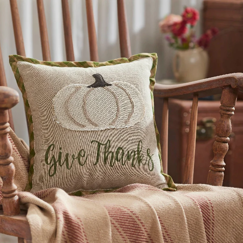 Harvest Blessings Applique Pumpkin Give Thanks Pillow 12x12