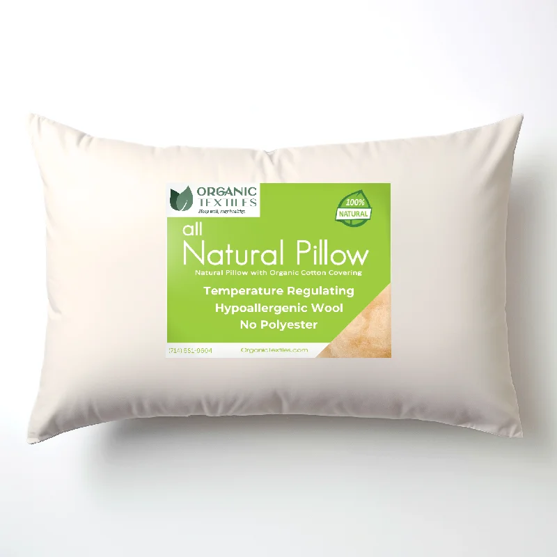 Australian Wool Filled Pillow for Side, Back, or Stomach Sleepers [GOTS CERTIFIED]