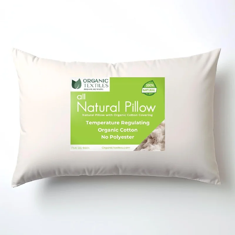 100% Organic Cotton Bed Pillow for Back, Side, or Stomach Sleepers [GOTS CERTIFIED]