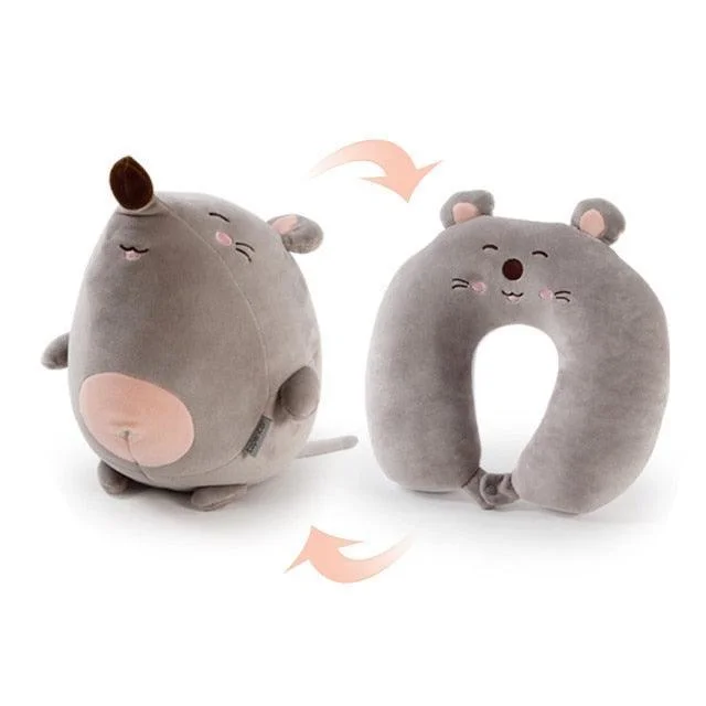 Reversible Mouse Plush U-Neck Travel Pillow