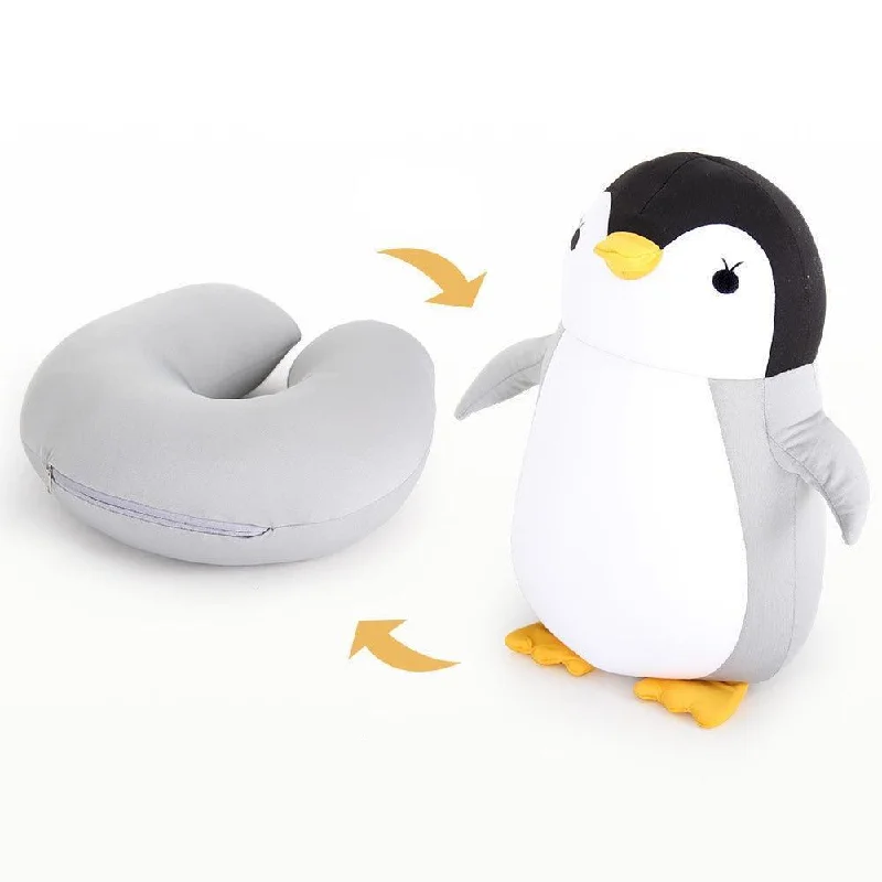 Super Funny & Cool Reversible Penguin U-shaped Travel Neck Pillow Plush