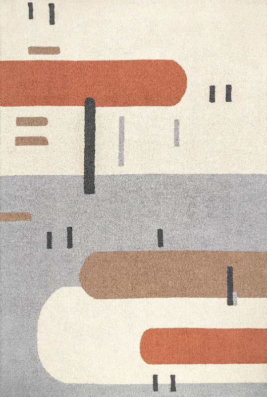 Alani Wool Modern Abstract Rug | Peach