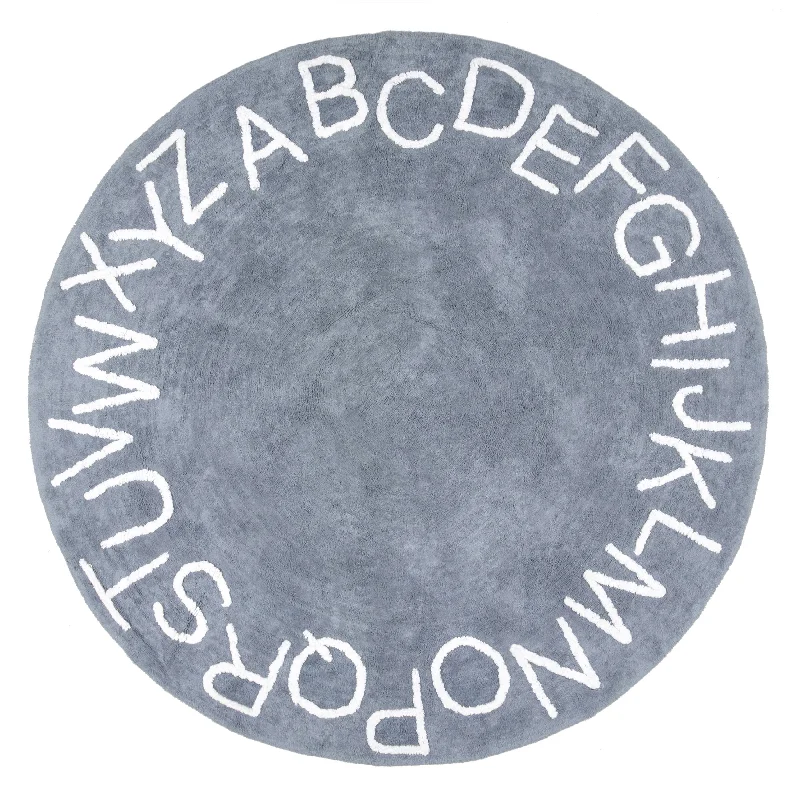 Alphabet Nursery Washable Rug | Blue Grey