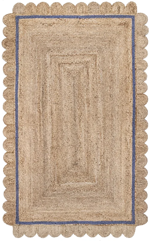 Anna Scalloped Jute Rug | Blue