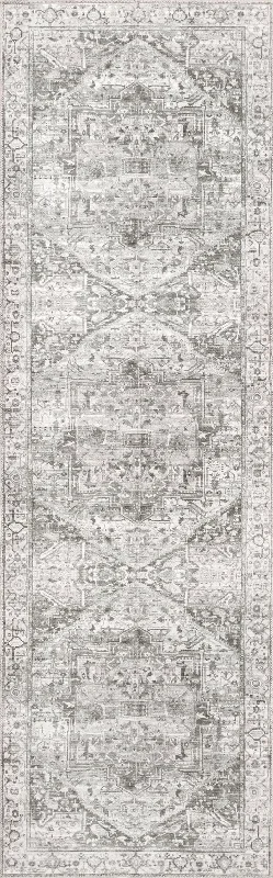 Atrium Medallion Washable Rug | Grey