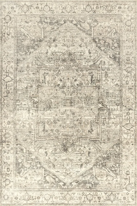 Atrium Medallion Washable Rug | Grey