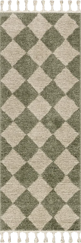 Aylin Diamond Tasseled Rug | Green