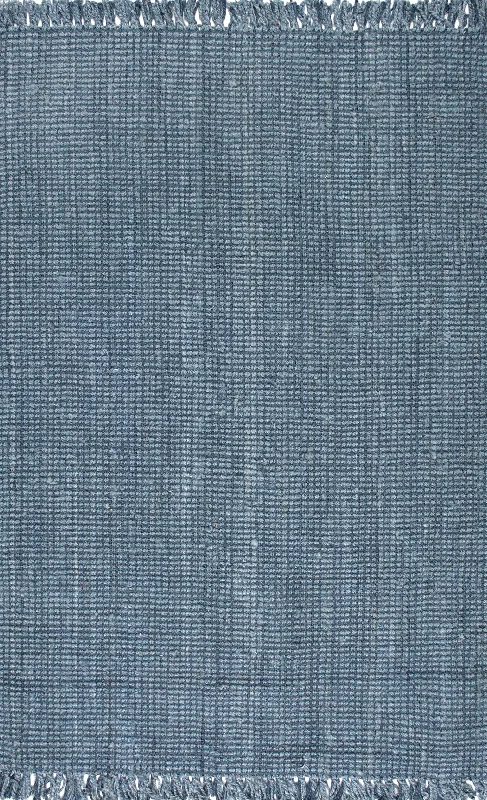 Chunky Jute Tasseled Rug | Blue