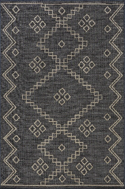 Diamonded Helix Indoor/Outdoor Rug | Charcoal