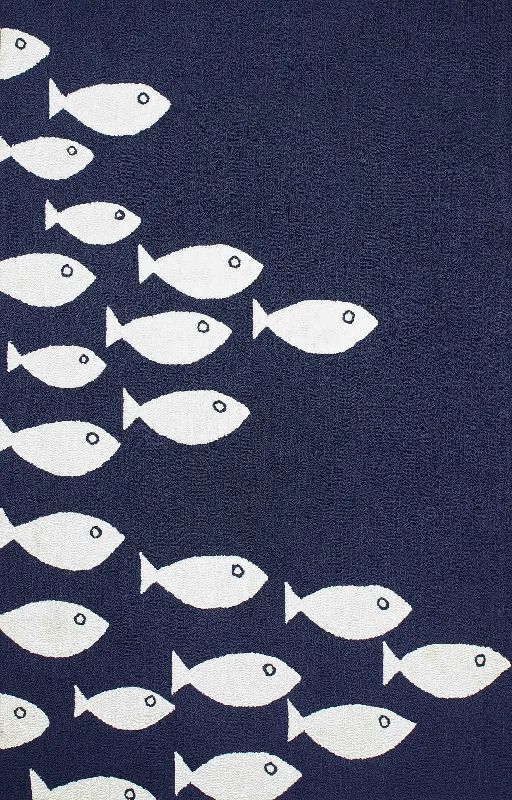 Fish Indoor/Outdoor Rug | Navy