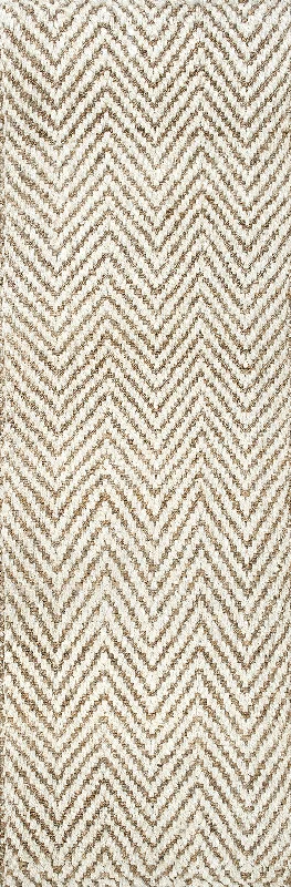 Handwoven Jute Jagged Chevron Rug | Off White