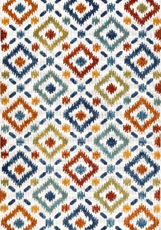 Hatched Trellis Indoor/Outdoor Rug | Blue