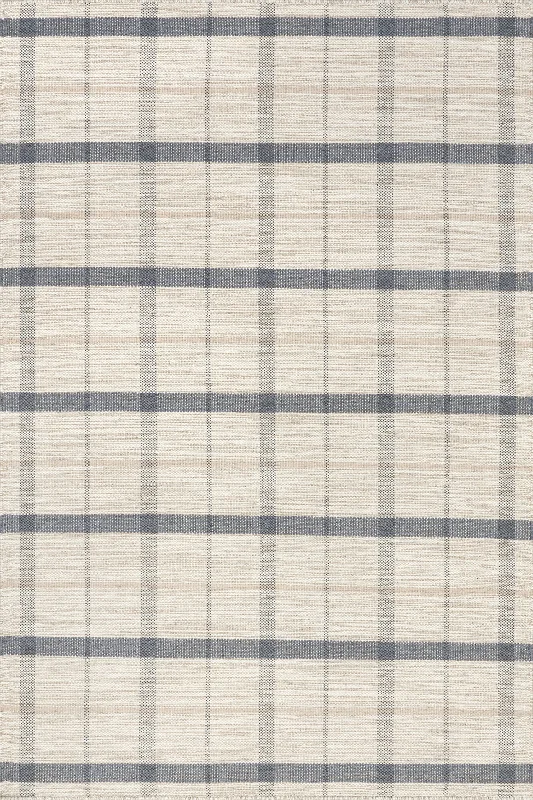 Isolde Faded Plaid Wool Rug | Ivory