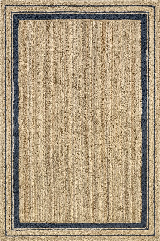 Jute Braided Saturn Border Rug | Navy