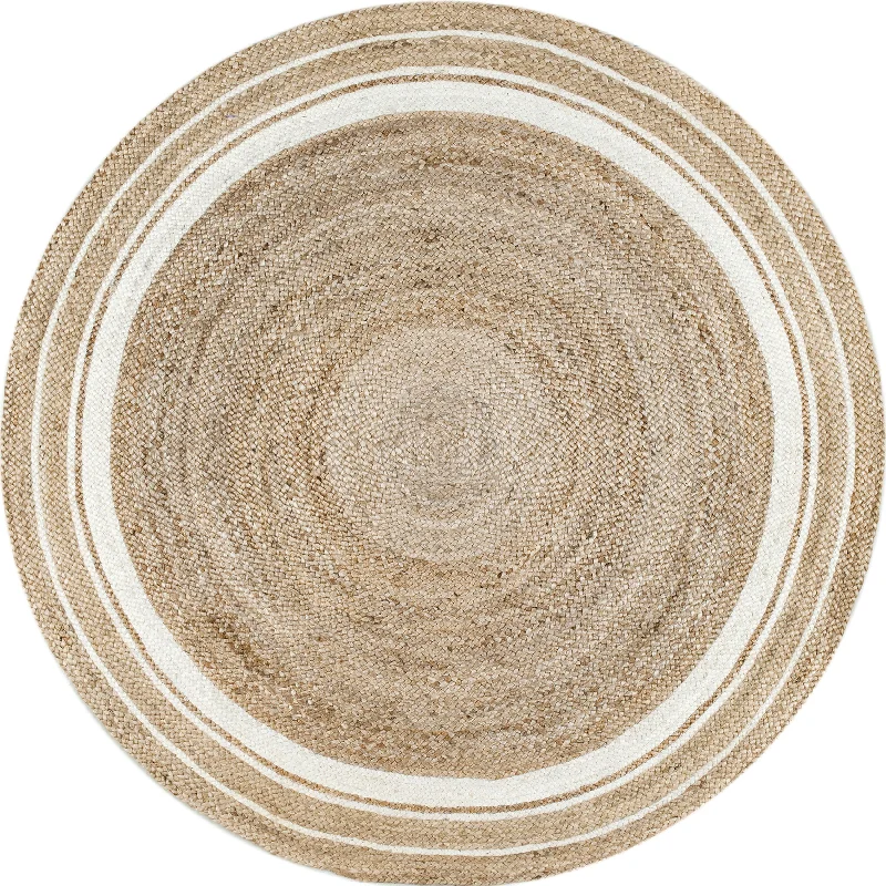 Jute Braided Saturn Border Rug | Off White