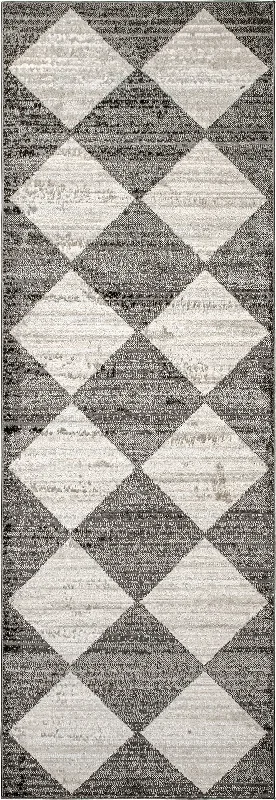 Kayla Checkerboard Tiled Rug | Grey