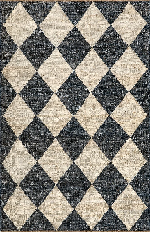 Louie Diamond Checkerboard Jute Rug | Charcoal