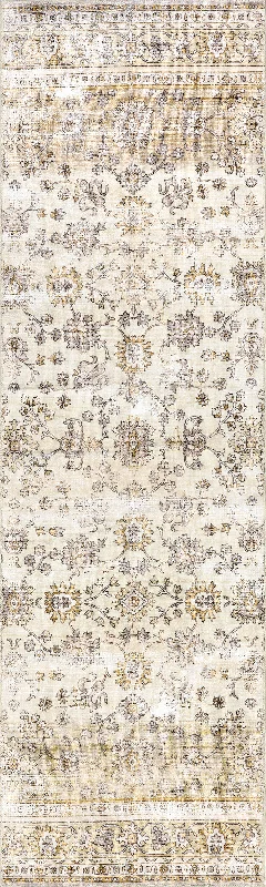 Meena Fading Garden Washable Rug | Beige