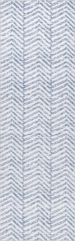 Reverse Herringbone Washable Rug | Blue