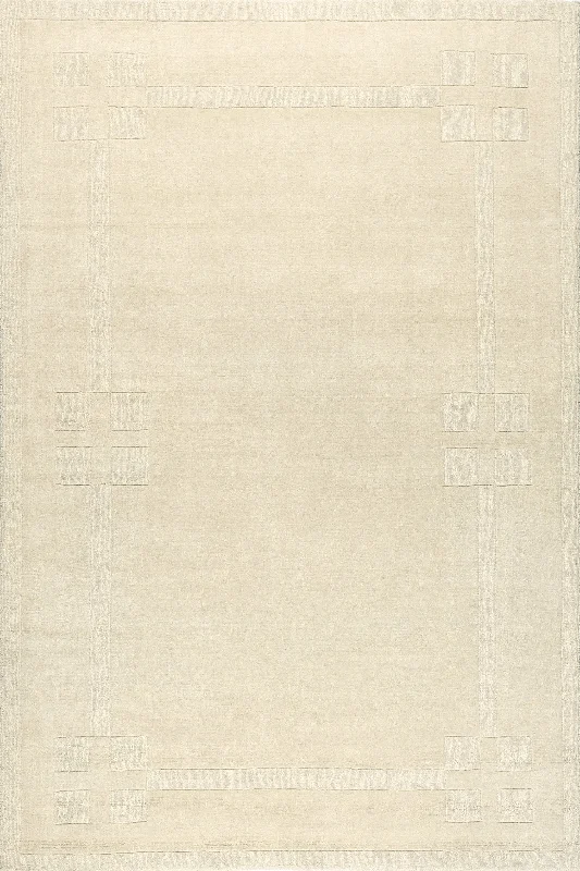 Rune Bordered Wool-Blend Rug | Cream