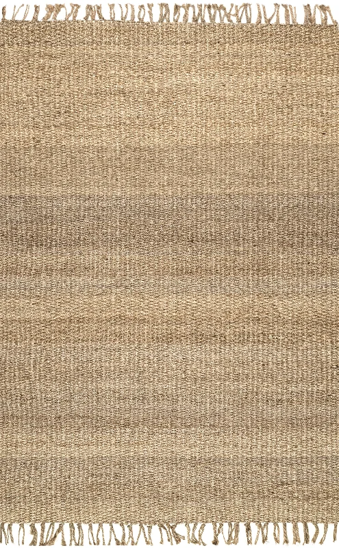 Solid Jute Tassel Rug | Tan