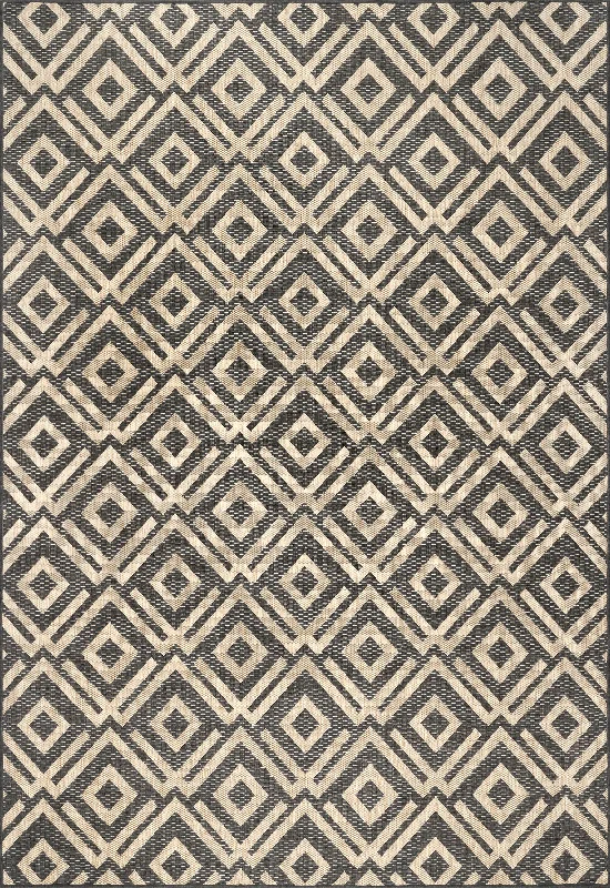 Winged Birdseye Lattice Indoor/Outdoor Rug | Dark Grey