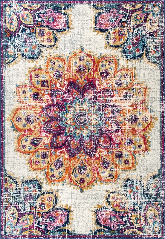 Withered Bloom In Bouquet Rug | Multicolor