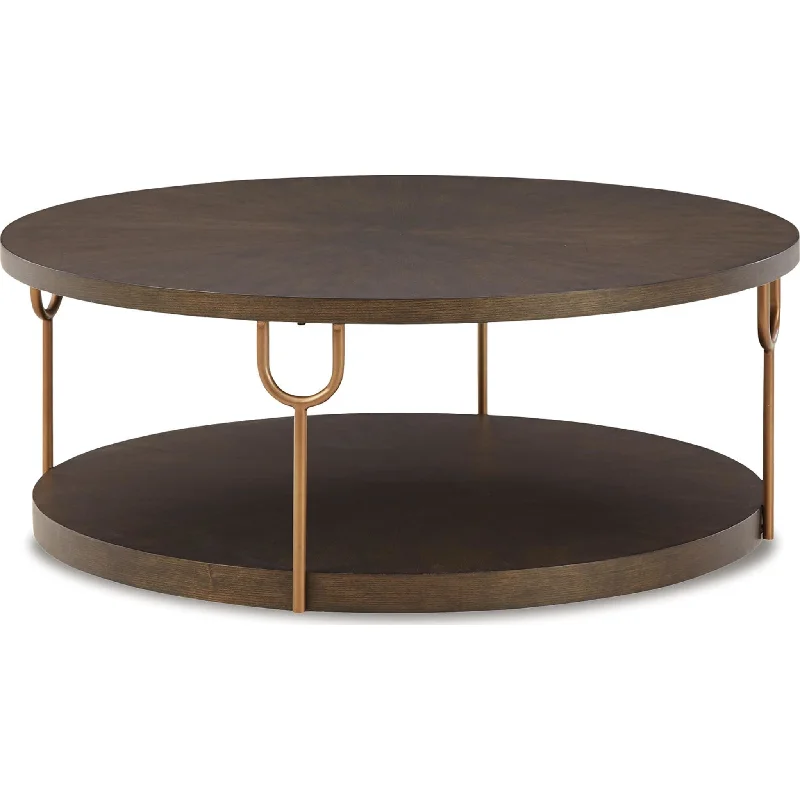 Brazburn Coffee Table - Dark Brown/Gold Finish