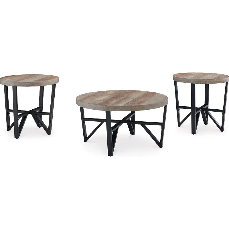 Deanlee 3 Pack Tables - Grayish Brown/Black