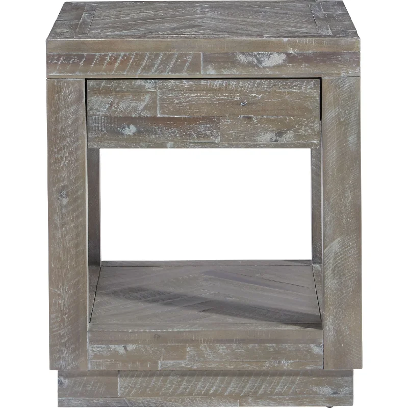 Herringbone End Table - Rustic Latte