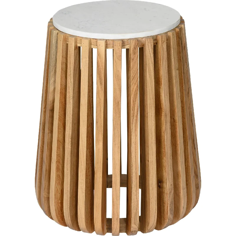 Inaya End Table - White Marble/Natural