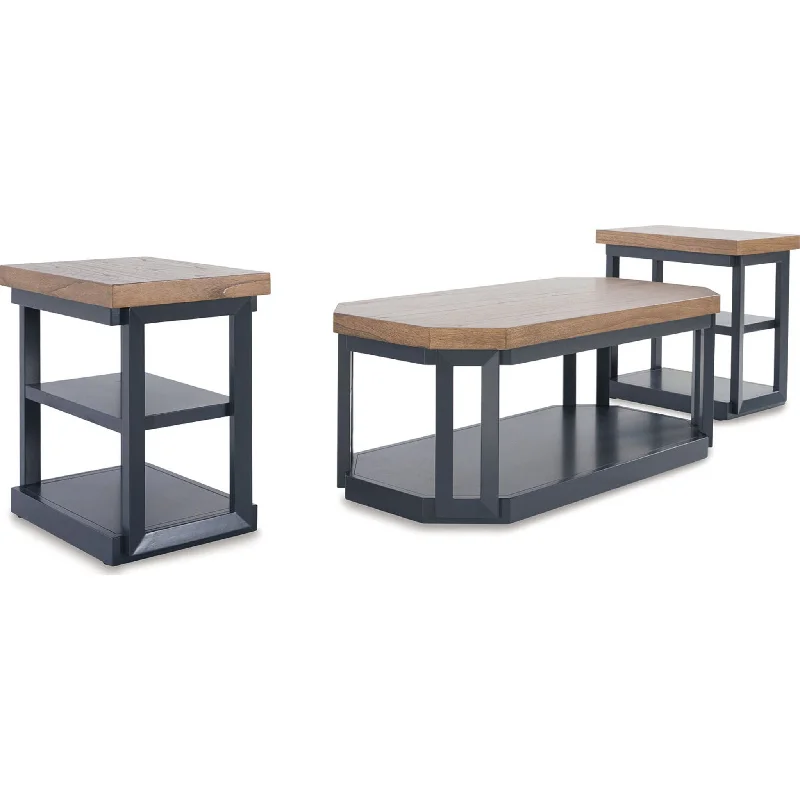 Landocken 3 Pack Tables - Brown/Blue