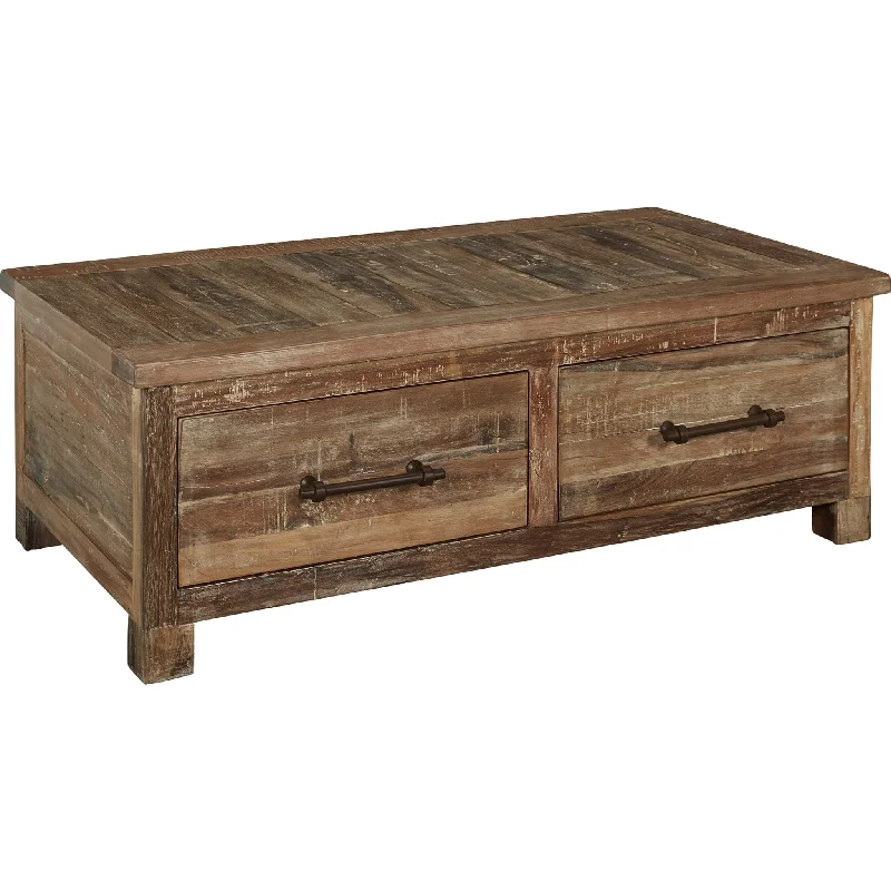 Randale Coffee Table - Distressed Brown