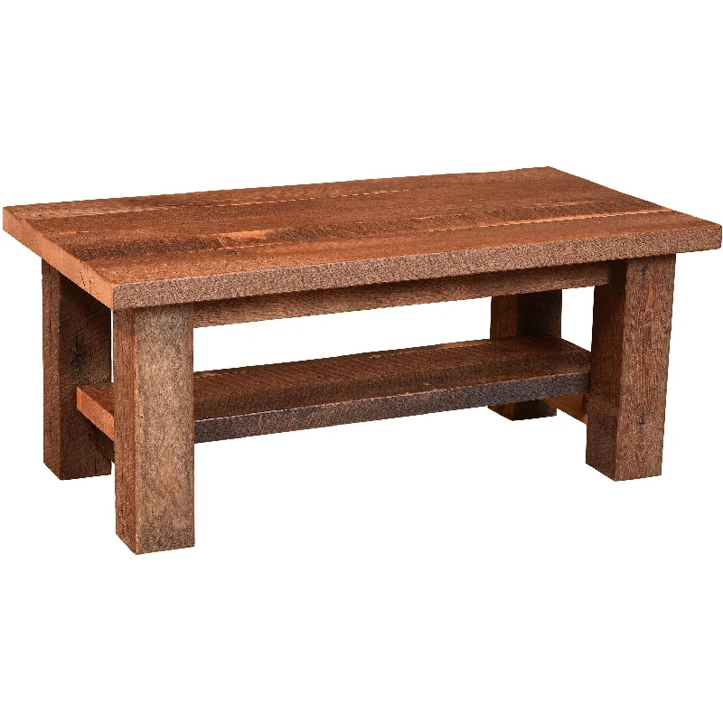 QW Amish Almanzo Reclaimed Barnwood Coffee Table with Shelf