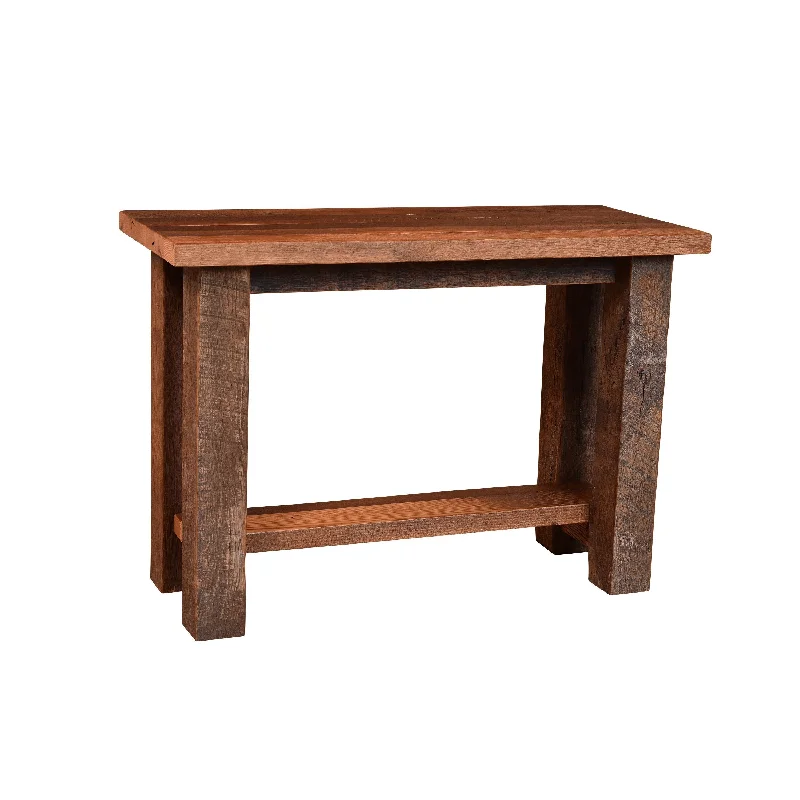 QW Amish Almanzo Reclaimed Barnwood Sofa Table with Shelf