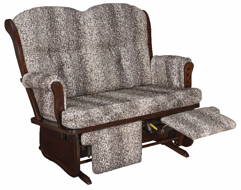 QW Amish Swanback Loveseat Glider w/ Flip-out Footrests