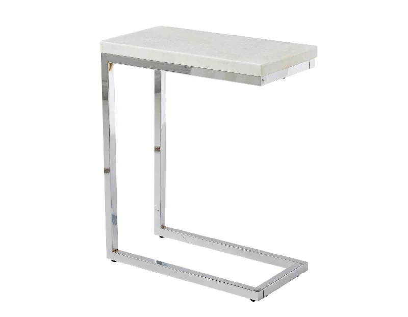 Echo White Marble Top Chairside End Table