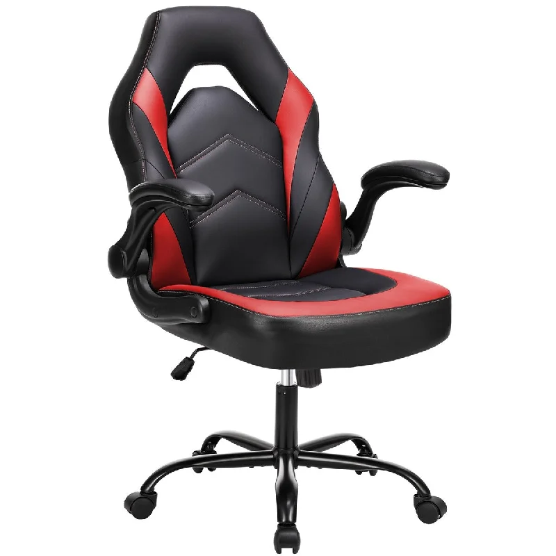 PU Leather Computer Chair with Lumbar Support and Height Adjustable