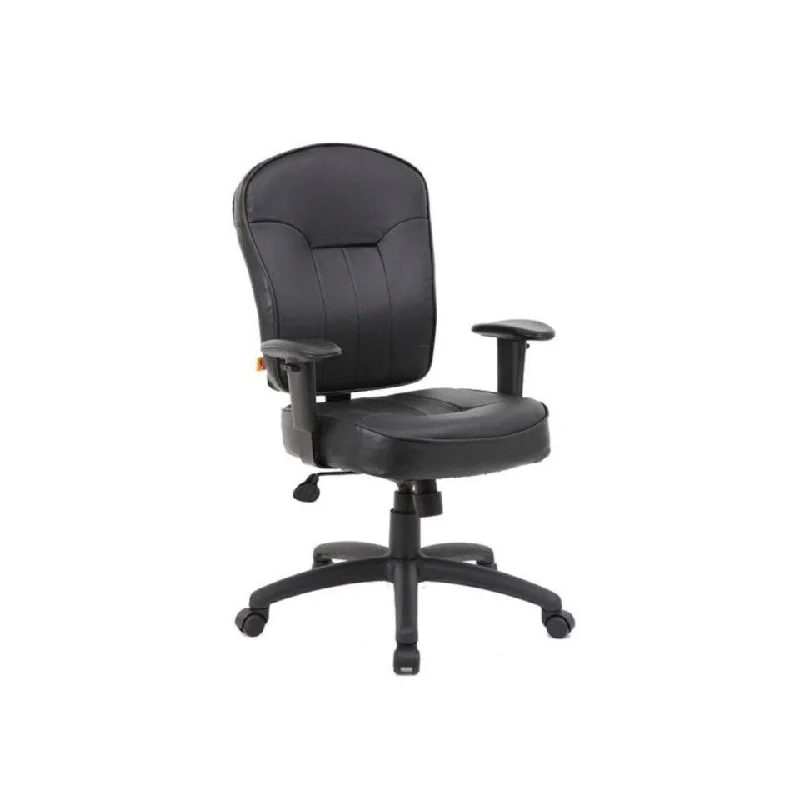 Boss Black Leather Task Chair W/ Adjustable Arms