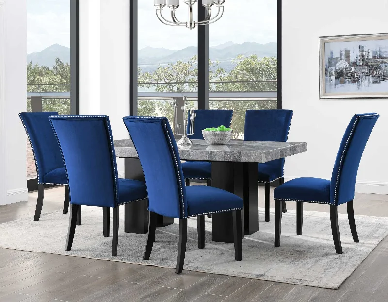 Camila Gray Marble 5-Piece Dining Set(Table & 4 Side Chairs)