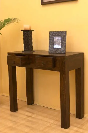 Solid Wood Cube Console Table with Drawers