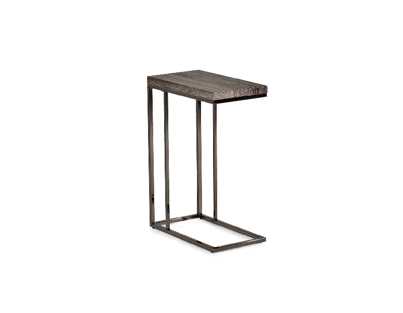 Lucia Chairside End Table, Gray/Black Nickel