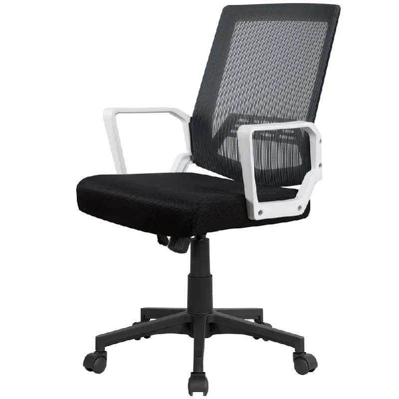 Mid-Back Mesh Adjustable Ergonomic Computer Chair, Black with White