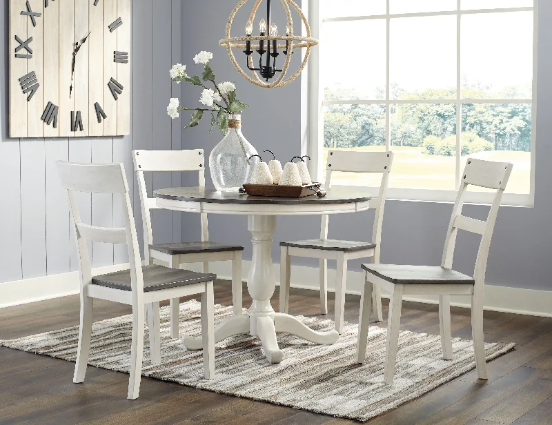 Nelling - White / Brown / Beige - 6 Pc. - Dining Room Table, 4 Side Chairs