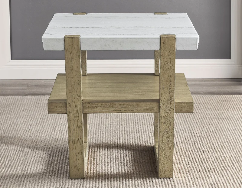 Perth White Marble End Table