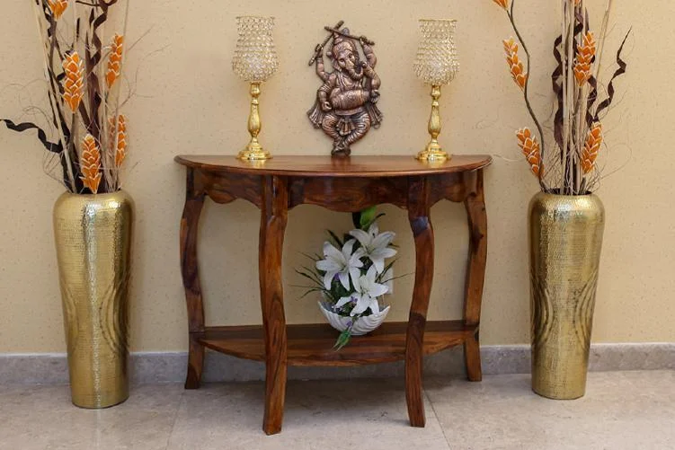 Solid Wood Tania Half Round Console Table