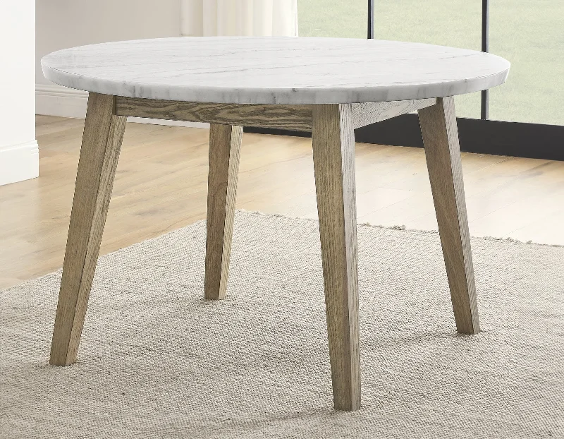 Vida 48″ Round White Marble Dining Table