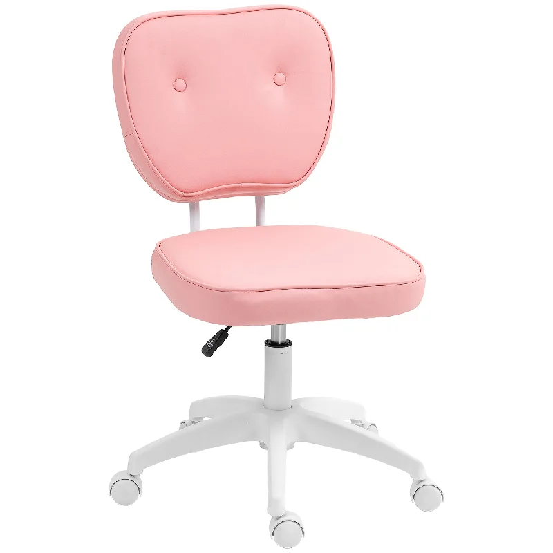 Vinsetto Vanity Task Chair with Adjustable Height, Armless, Pink